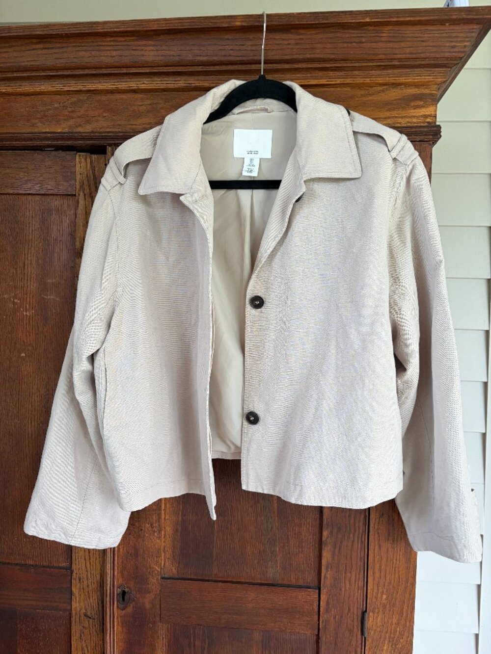 H&M Short Trenchcoat in Khaki Beige size Small